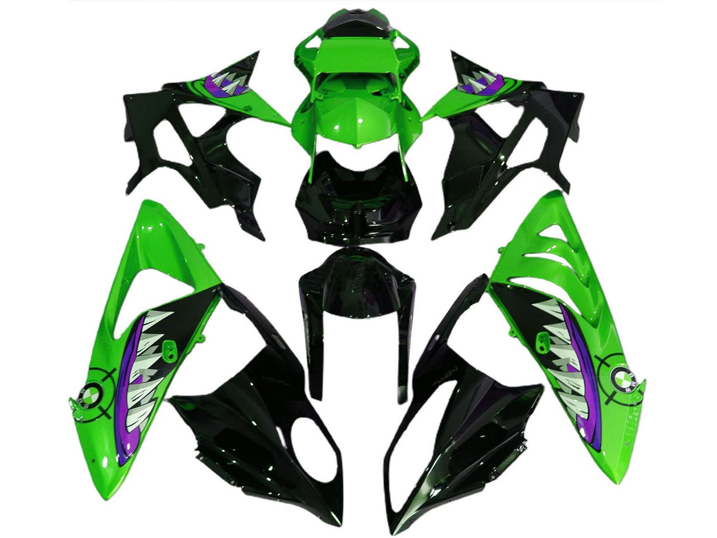 2017-2018 Green Purple Glossy Black Shark BMW S1000RR Fairing Kit
