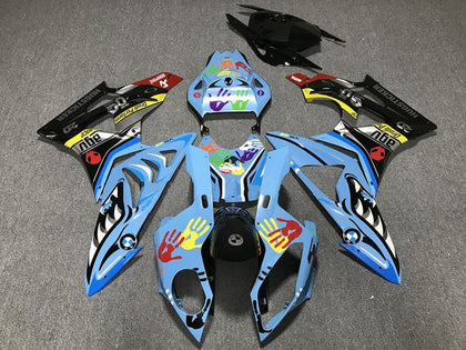 2009-2014 BMW S1000RR Light Blue Black Shark Hands Fairing Kit