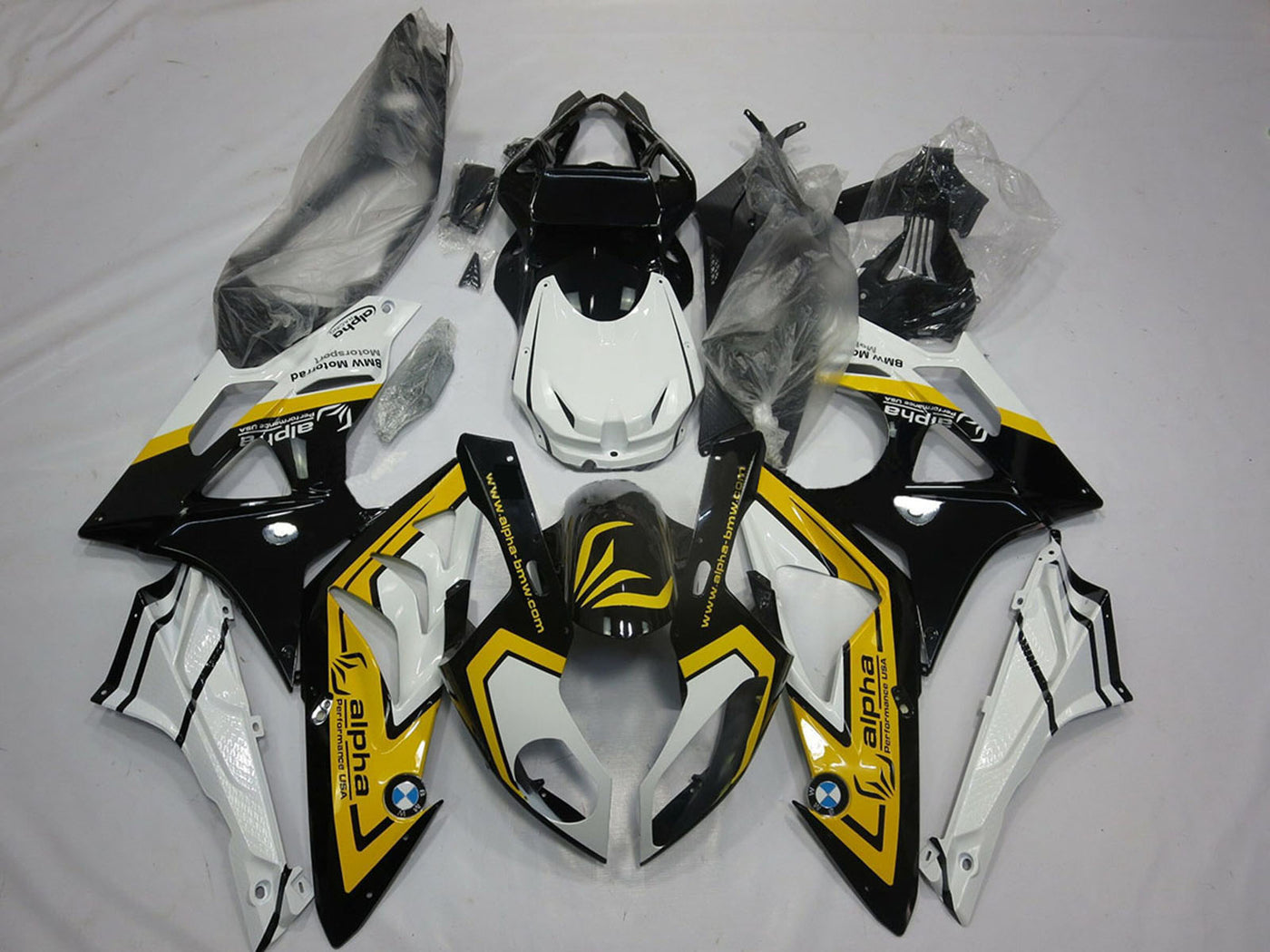 2009-2014 White Yellow Glossy Black BMW S1000RR Fairing Kit
