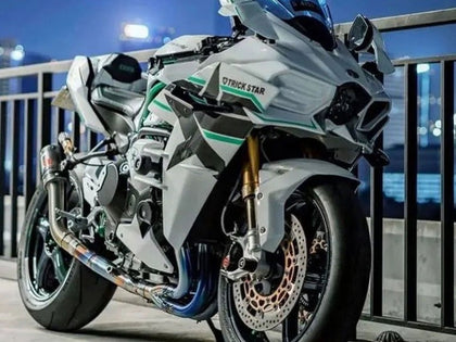2015-2022 Kawasaki Ninja-H2 White with Green Lines Fairing Kit
