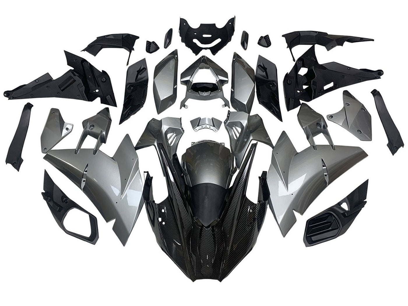 2015-2022 Grey Black Carbon Fiber Kawasaki Ninja H2 Fairing Kit