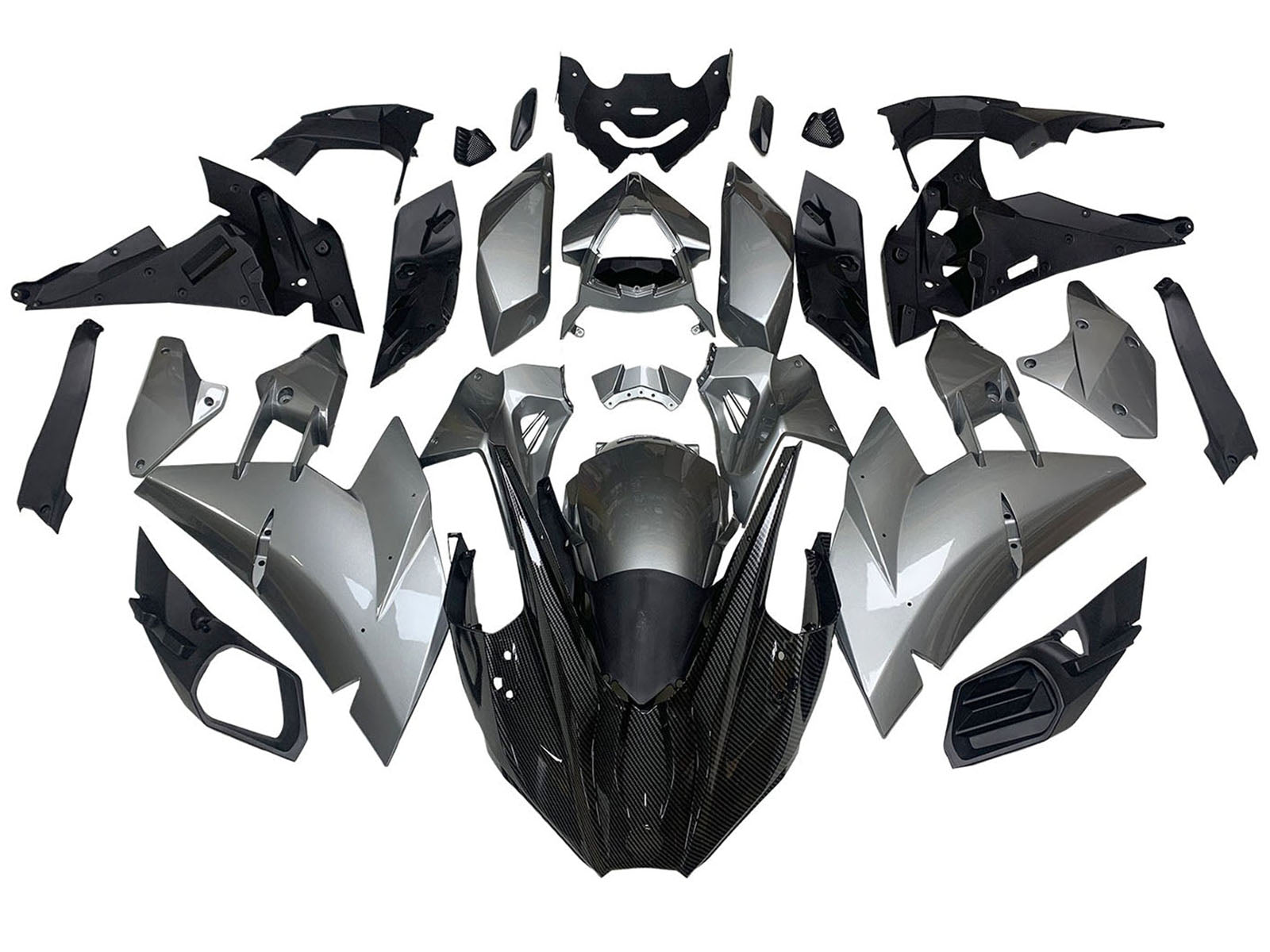 2015-2022 Grey Black Carbon Fiber Kawasaki Ninja H2 Fairing Kit