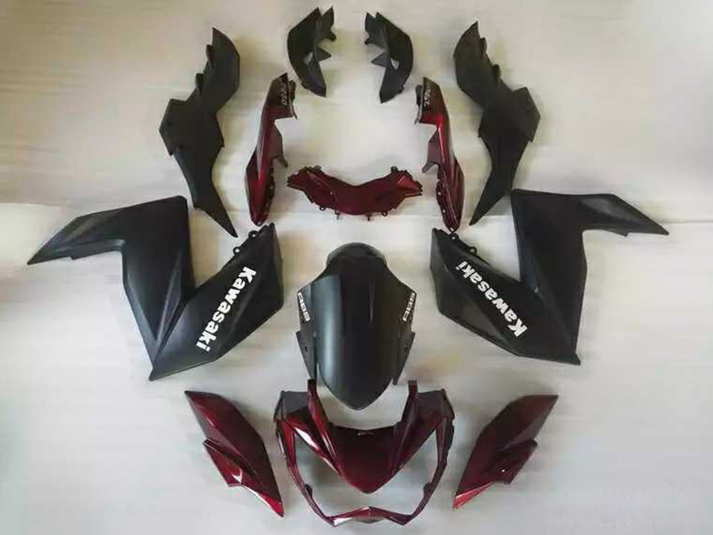 2015-2016 Black Dark Red Kawasaki Z250 Z300 Fairing Kit