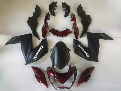 2015-2016 Kawasaki Z250 / Z300 Black Dark Red Fairing Kit