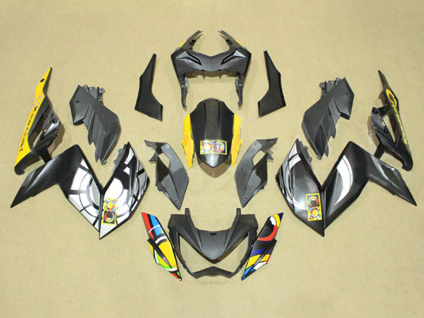 2015-2016 Yellow Grey Kawasaki Z250 Z300 Fairing Kit