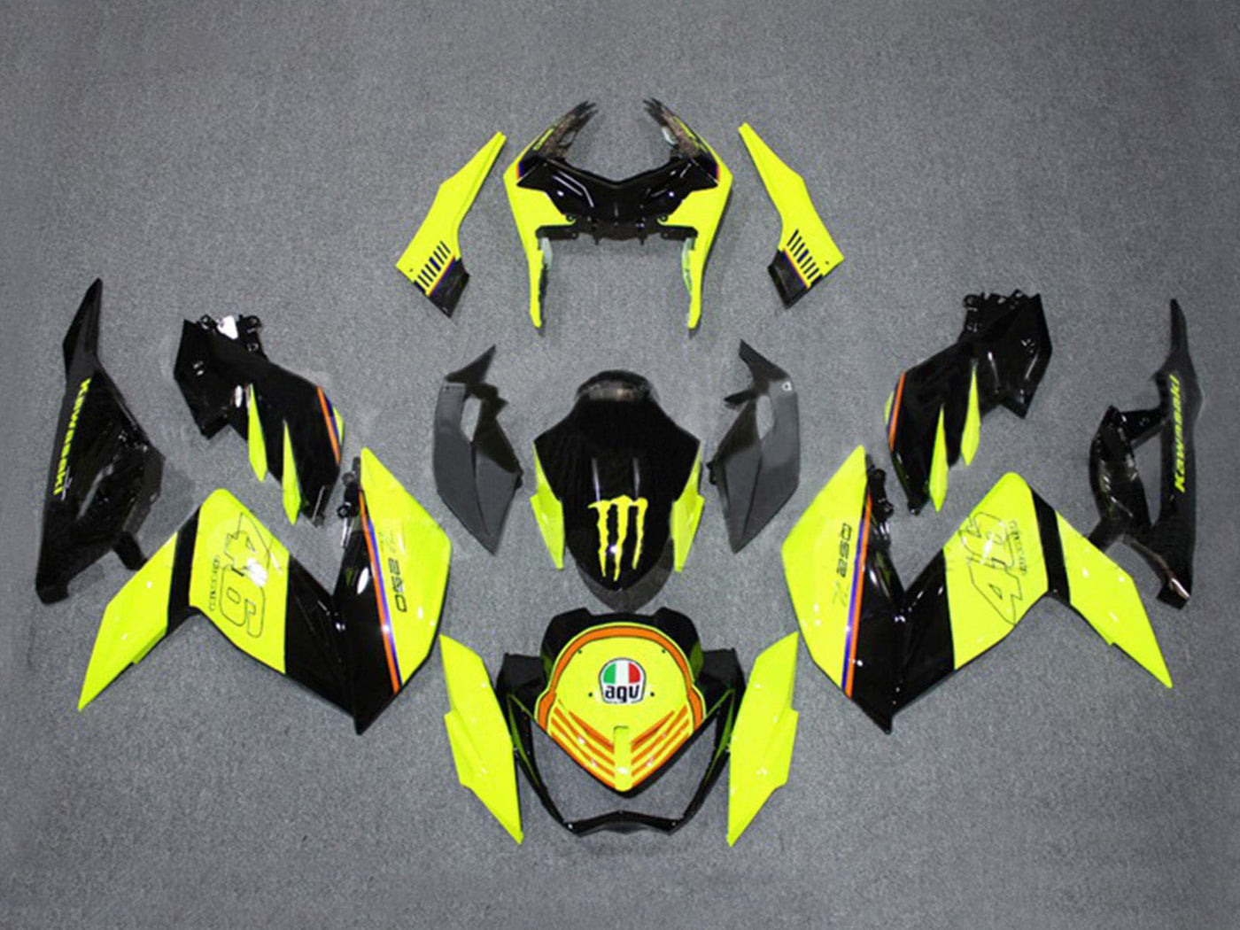 2015-2016 Yellow Black Kawasaki Z250 Z300 Fairing Kit