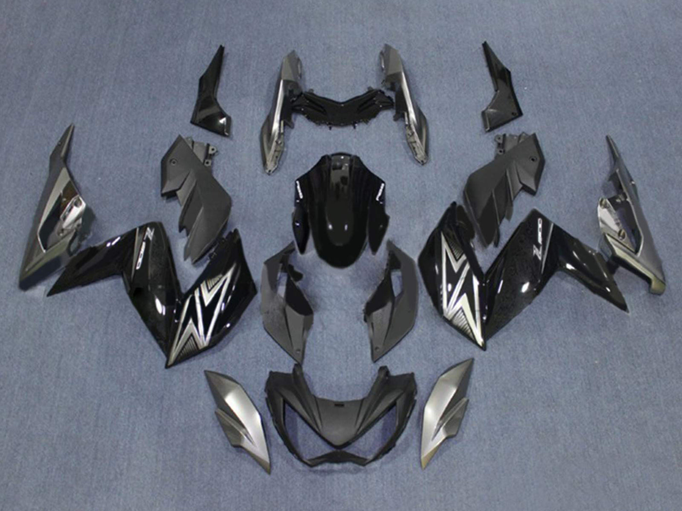2015-2016 Grey Black Kawasaki Z250 Z300 Fairing Kit