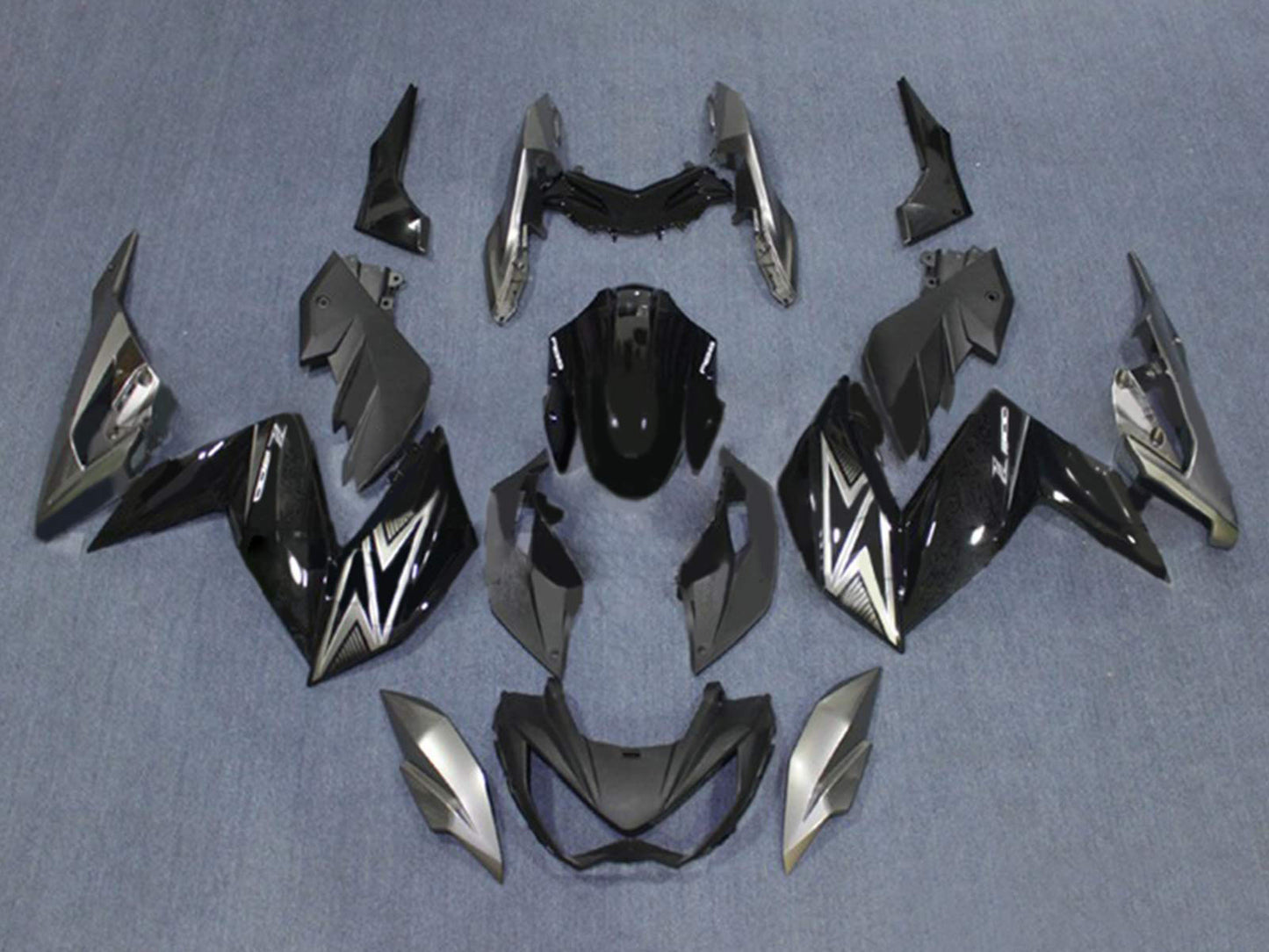 2015-2016 Grey Black Kawasaki Z250 Z300 Fairing Kit