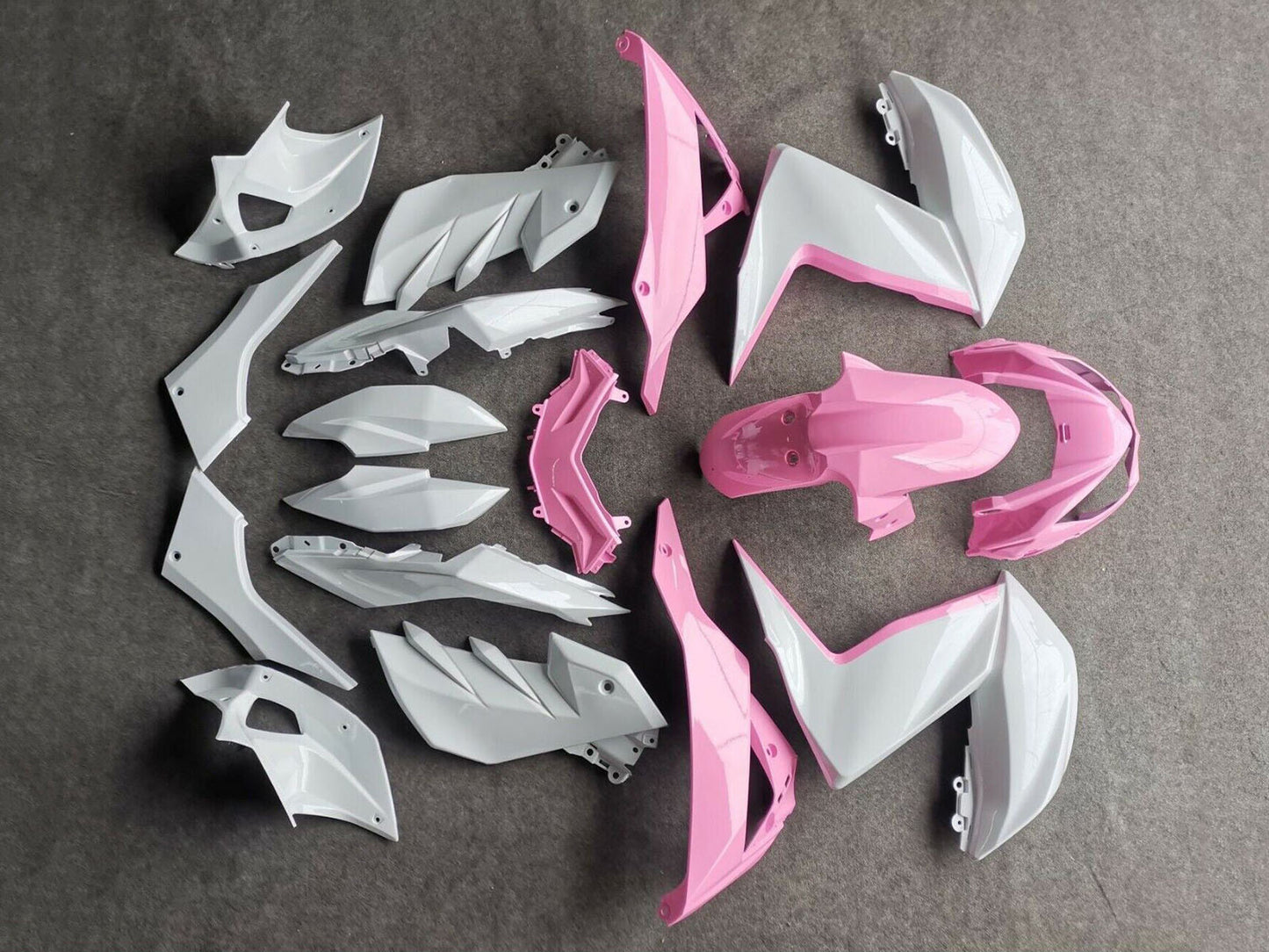 2015-2016 White Pink Kawasaki Z250 Z300 Fairing Kit