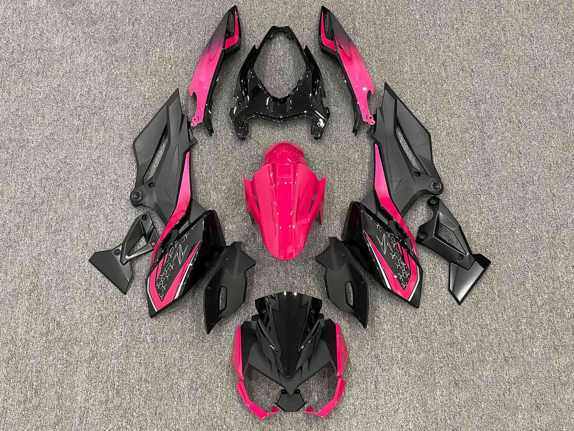 2018-2024 Black Bright Pink Kawasaki Z400 Fairing Kit