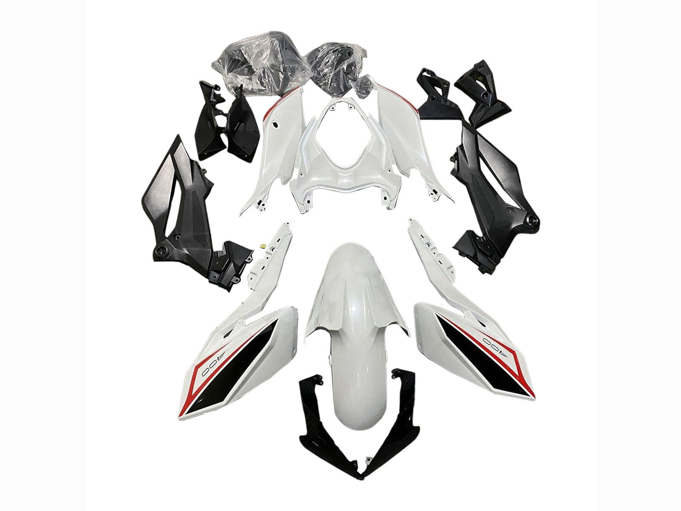 2018-2024 Black White Red Kawasaki Z400 Fairing Kit