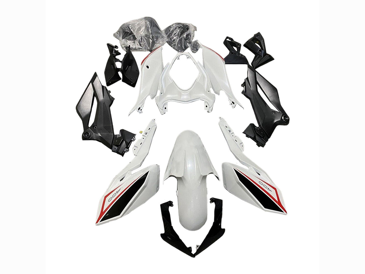 2018-2024 Black White Red Kawasaki Z400 Fairing Kit