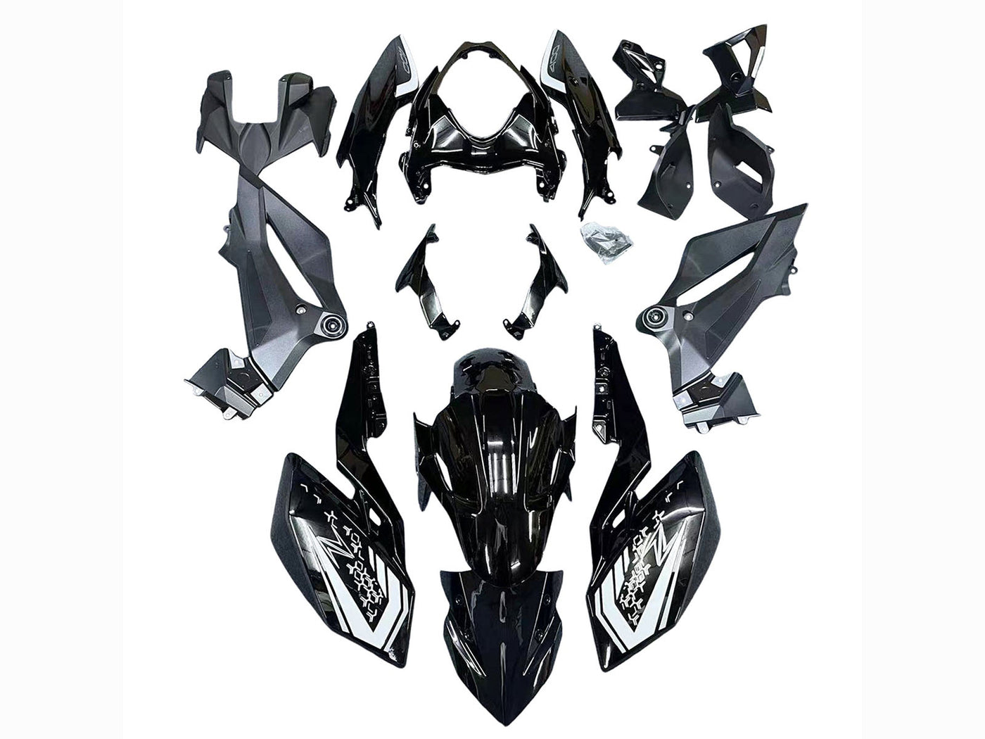 2018-2024 Glossy Black Kawasaki Z400 Fairing Kit
