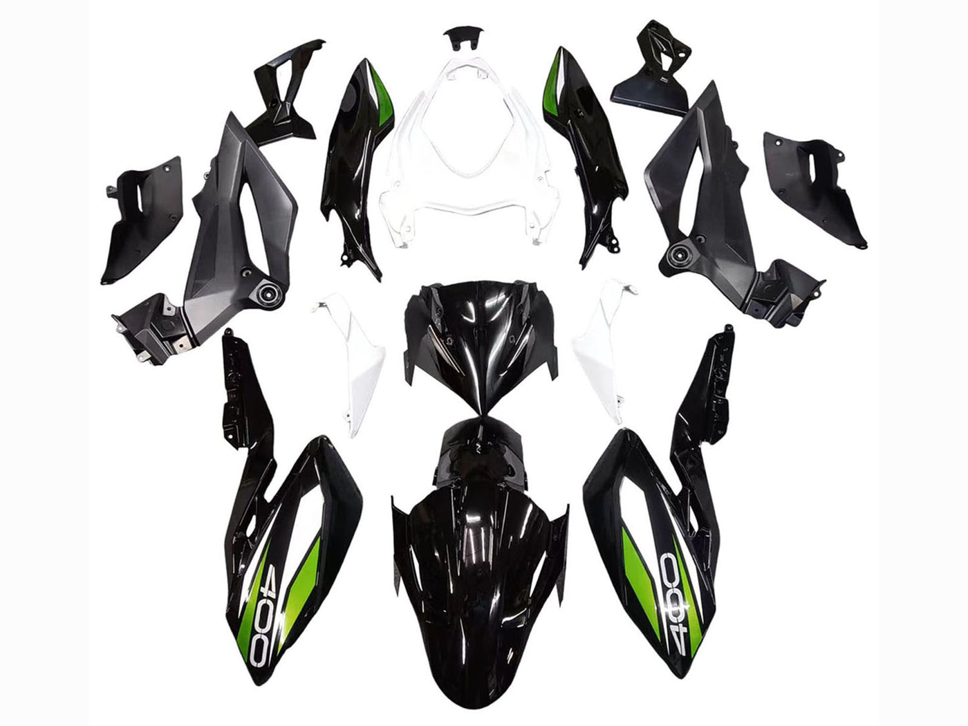 2018-2024 Black White Green Kawasaki Z400 Fairing Kit