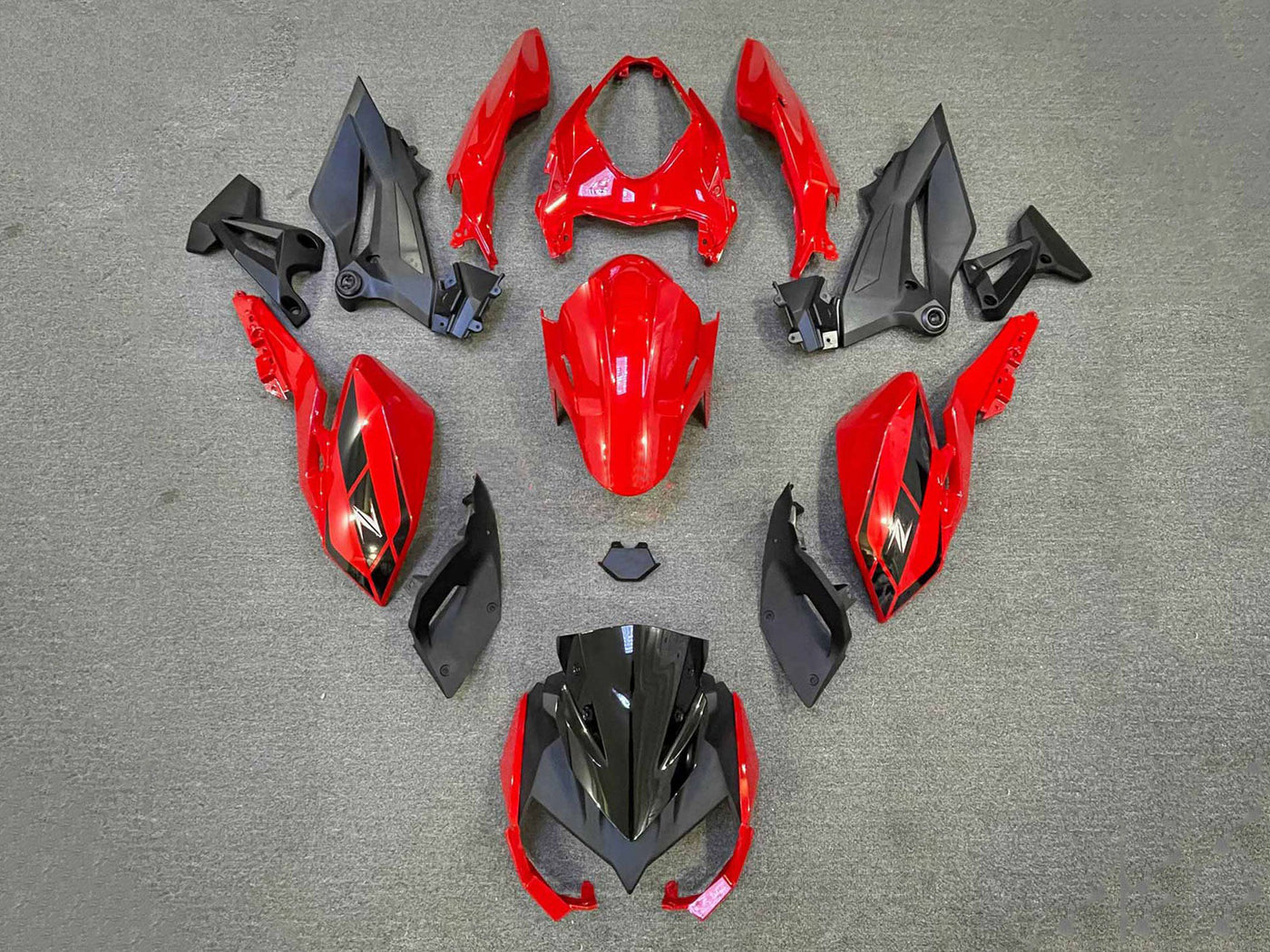 2018-2024 Black Red Kawasaki Z400 Fairing Kit