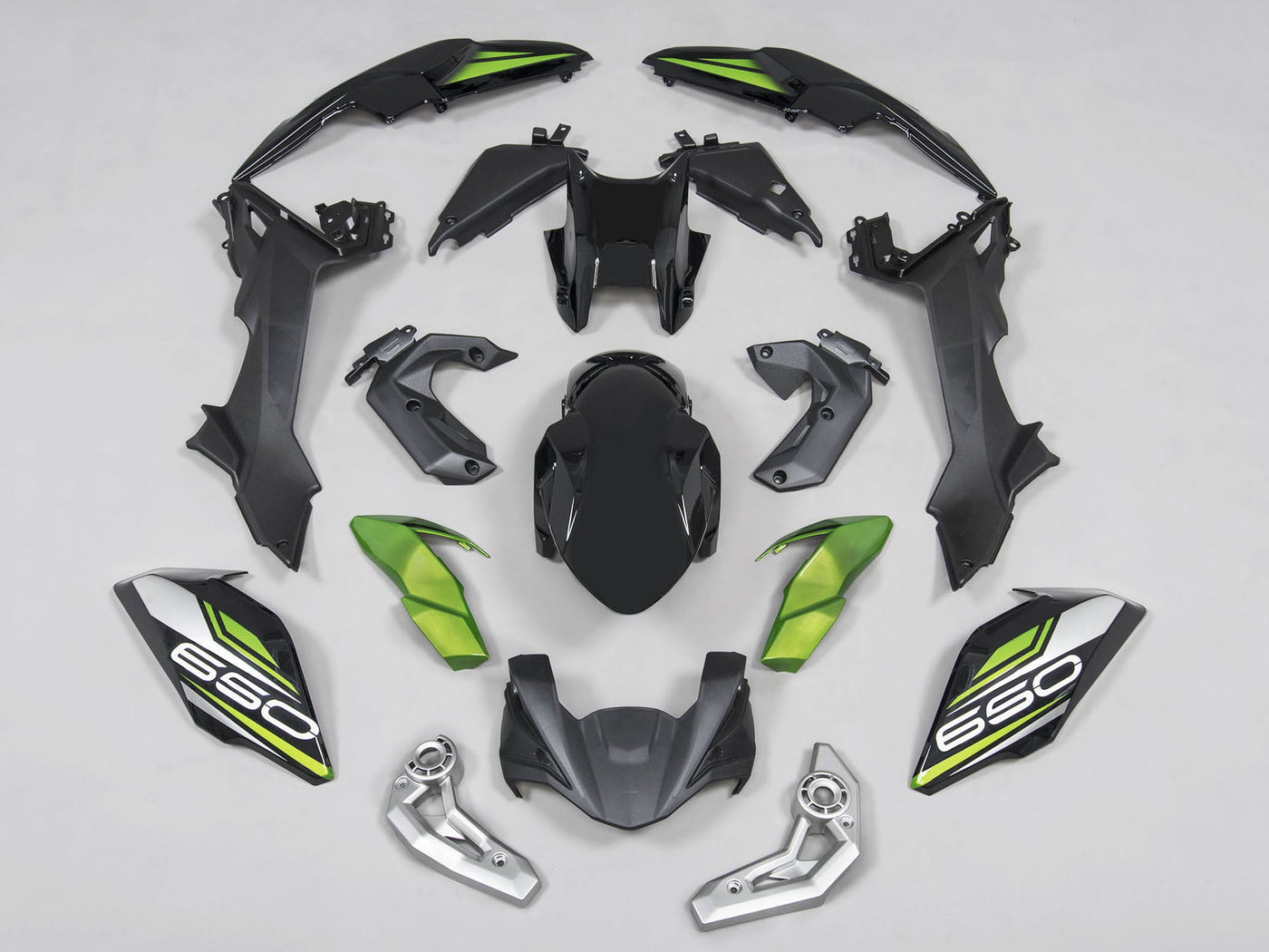 2017-2019 Black Silver Green Kawasaki Ninja Z650 Fairing Kit