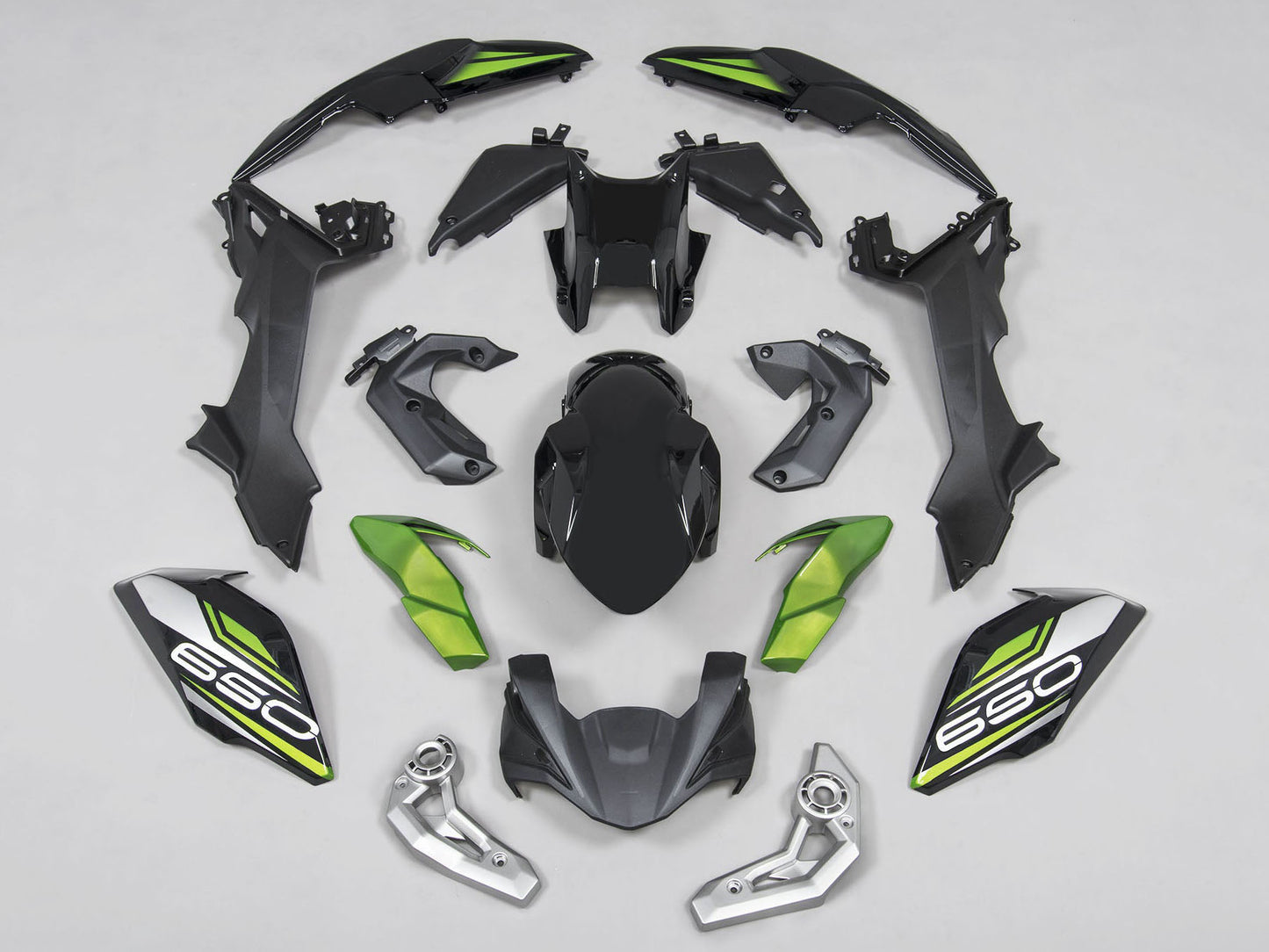 2017-2019 Black Silver Green Kawasaki Ninja Z650 Fairing Kit