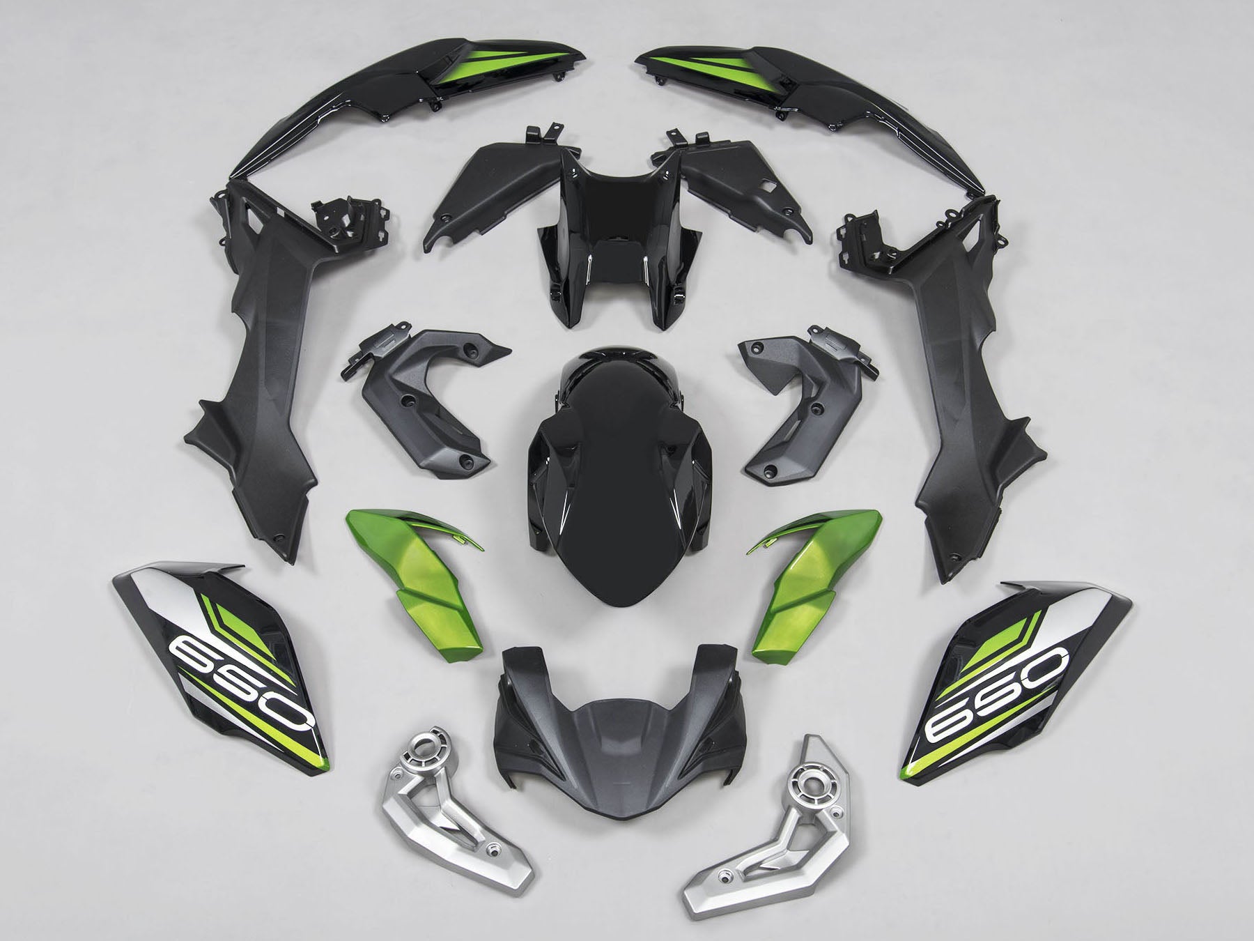 2017-2019 Black Silver Green Kawasaki Ninja Z650 Fairing Kit