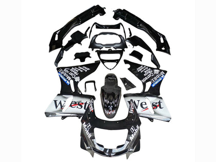 1993-2007 Kawasaki ZZR400 Black White West Fairing Kit