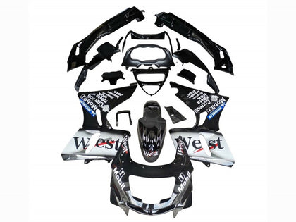 1993-2007 Kawasaki ZZR400 Black White West Fairing Kit