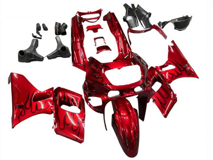 1993-2007 Kawasaki ZZR400 Red with Black Flame Fairing Kit