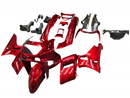 1993-2007 Kawasaki ZZR400 Red with Black Flame Fairing Kit