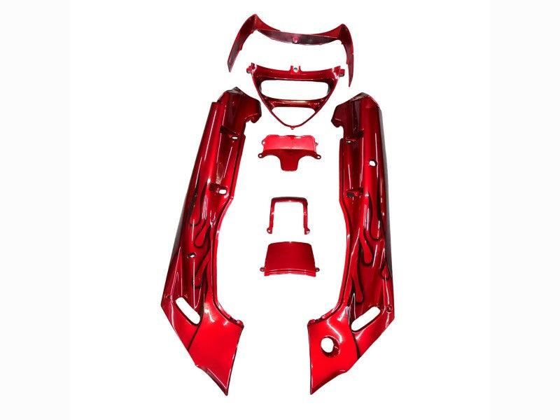 Purchase 1993-2007 Red Black Flame Kawasaki ZZR400 Motorcycle Fairings UK