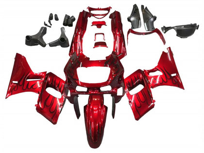 1993-2007 Kawasaki ZZR400 Red with Black Flame Fairing Kit