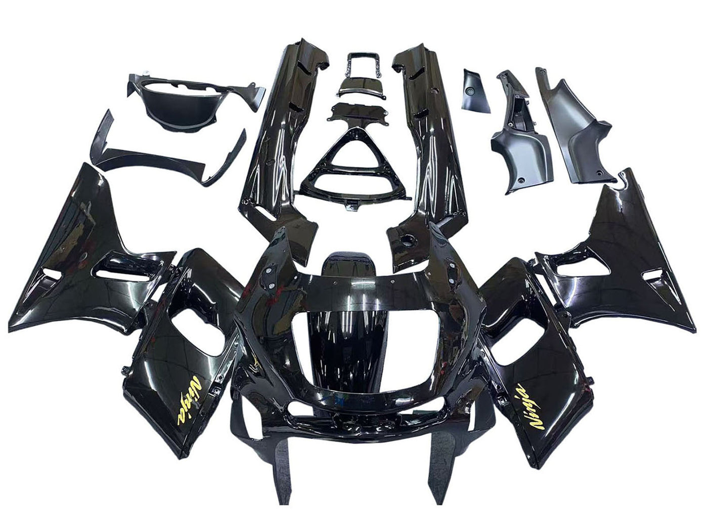 1993-2007 Glossy Black Ninja Kawasaki ZZR400 Fairing Kit