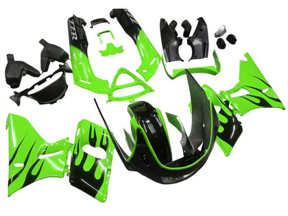 1993-2007 Kawasaki ZZR400 Green with Black Flame Fairing Kit