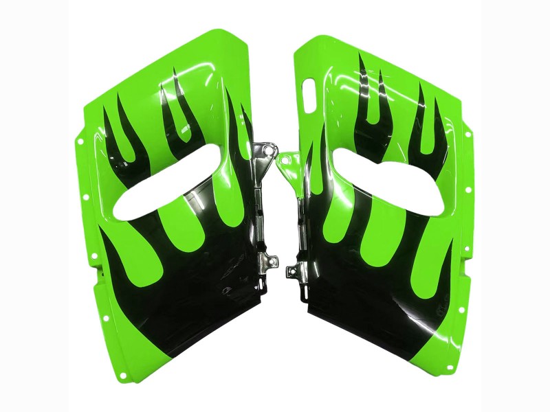 Purchase 1993-2007 Green Glossy Black Flame Kawasaki ZZR400 Motorcycle Fairings UK