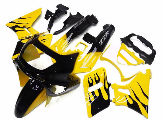 1993-2007 Yellow With Black Flame Kawasaki ZZR400 Fairing Kit