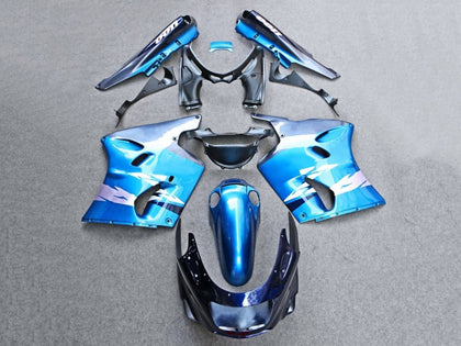 1993-2003 Kawasaki ZZR1100 Glossy Blue Gray Fairing Kit