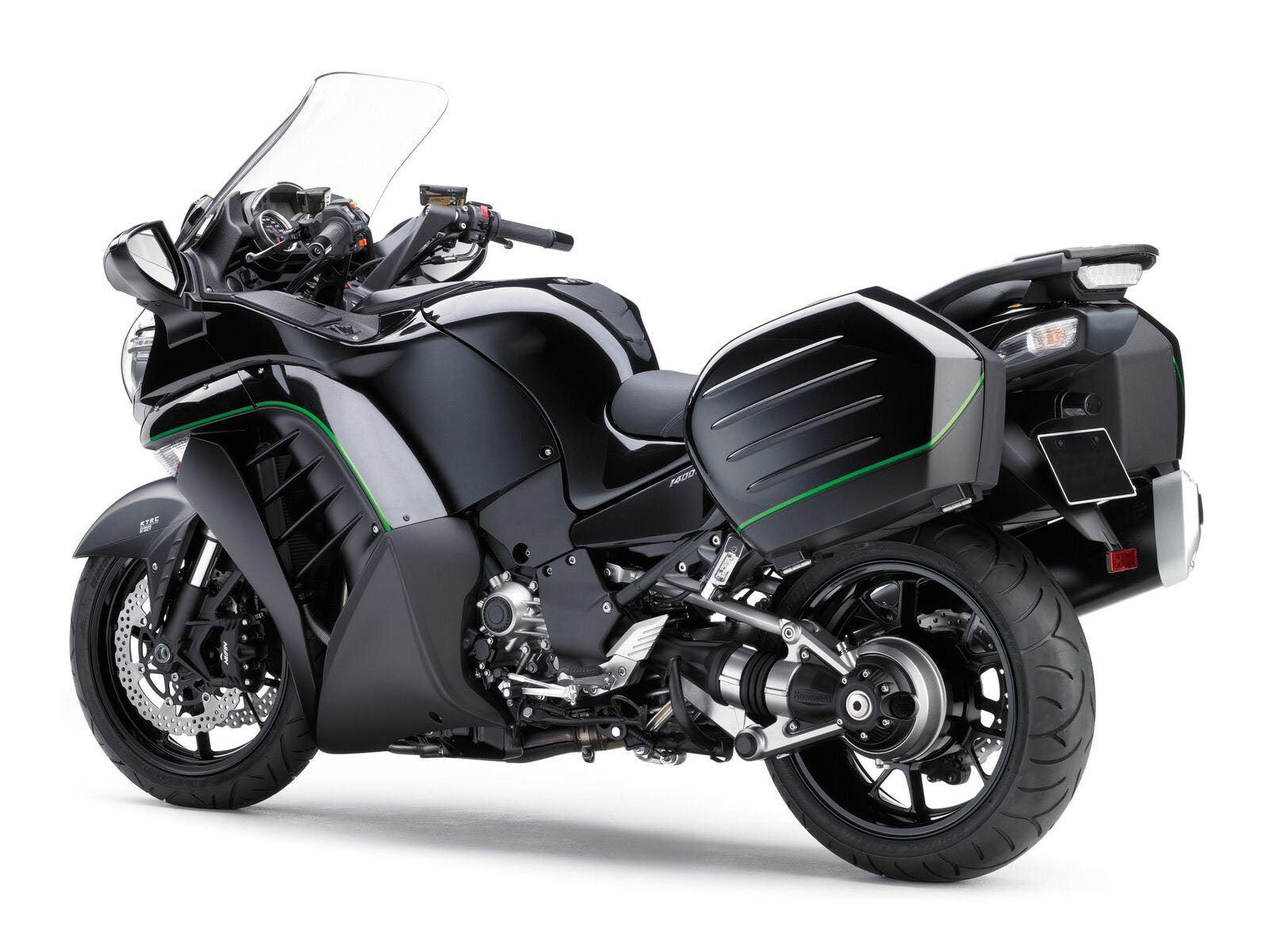 2007-2009 Black With Green Lines Kawasaki GTR1400 ZG1400 Fairing Kit