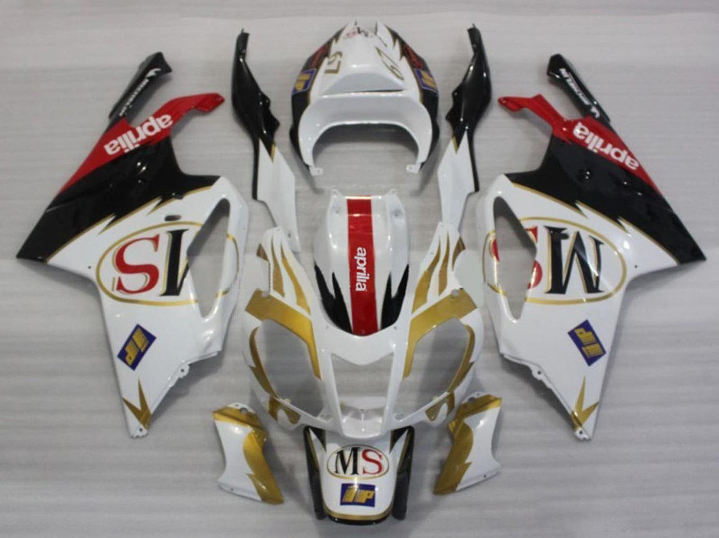 2003-2006 White Gold Red Aprilia RSV1000 Fairing Kit