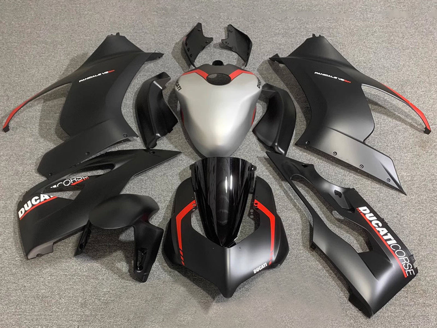 2020-2024 Matte Black Silver Corse Ducati Panigale V2 Fairing Kit