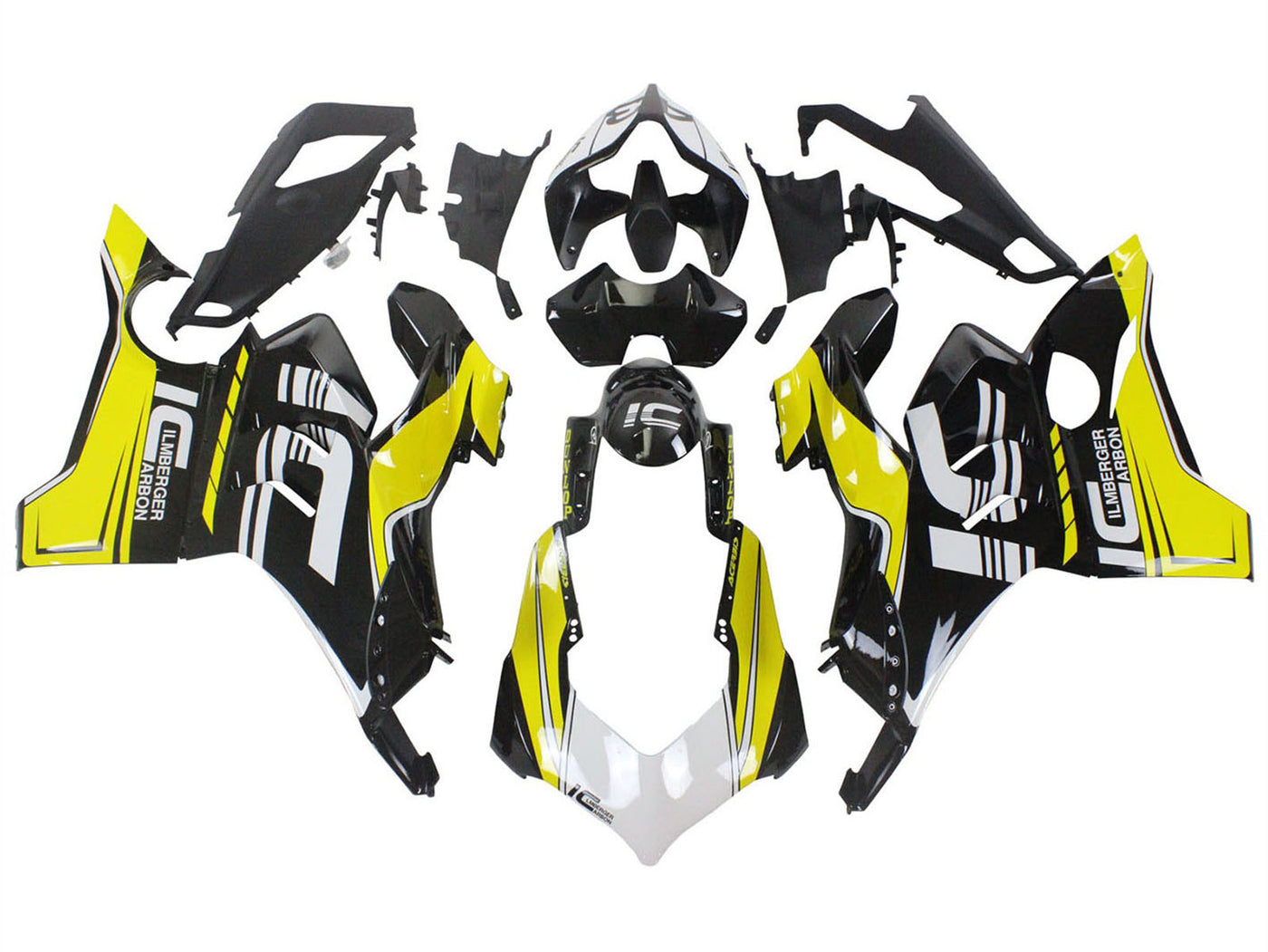 2020-2021 Black White Yellow Ducati Panigale V4 V4S Fairing Kit