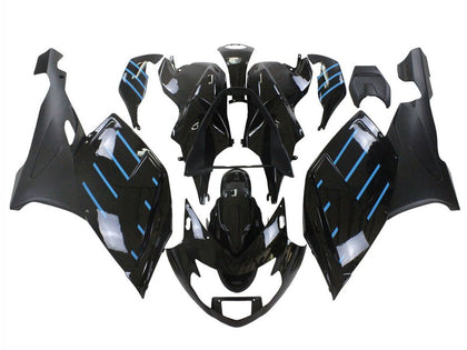2005-2010 BMW K1200S Black with Blue Lines Fairing Kit