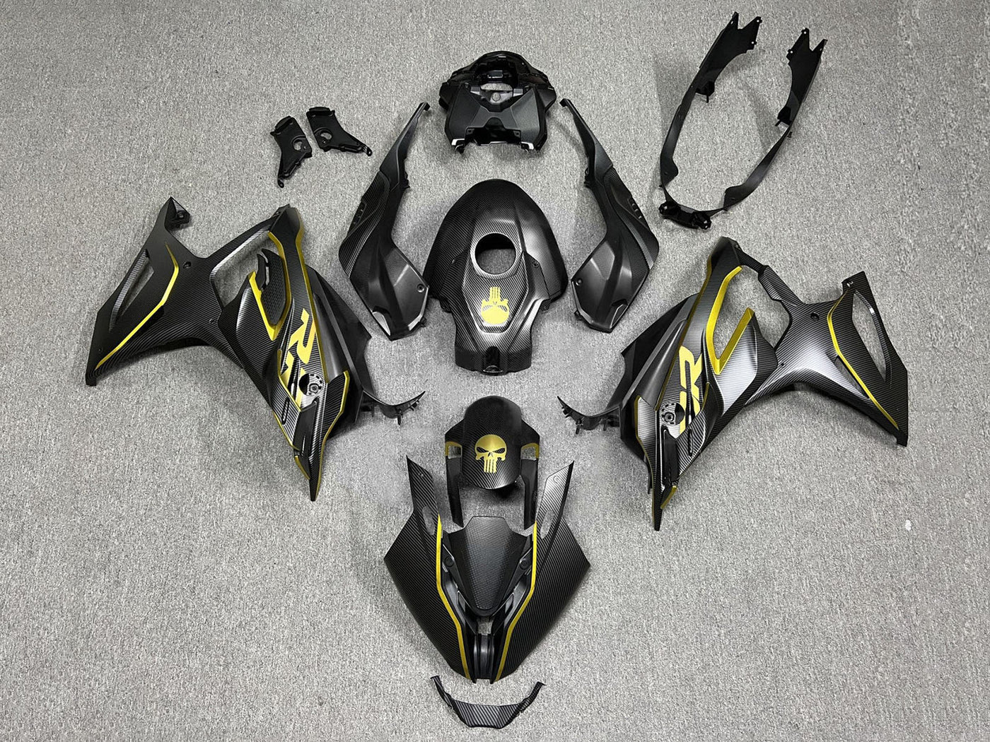 2023-2024 Black Gold Carbon Fiber BMW S1000RR Fairing Kit