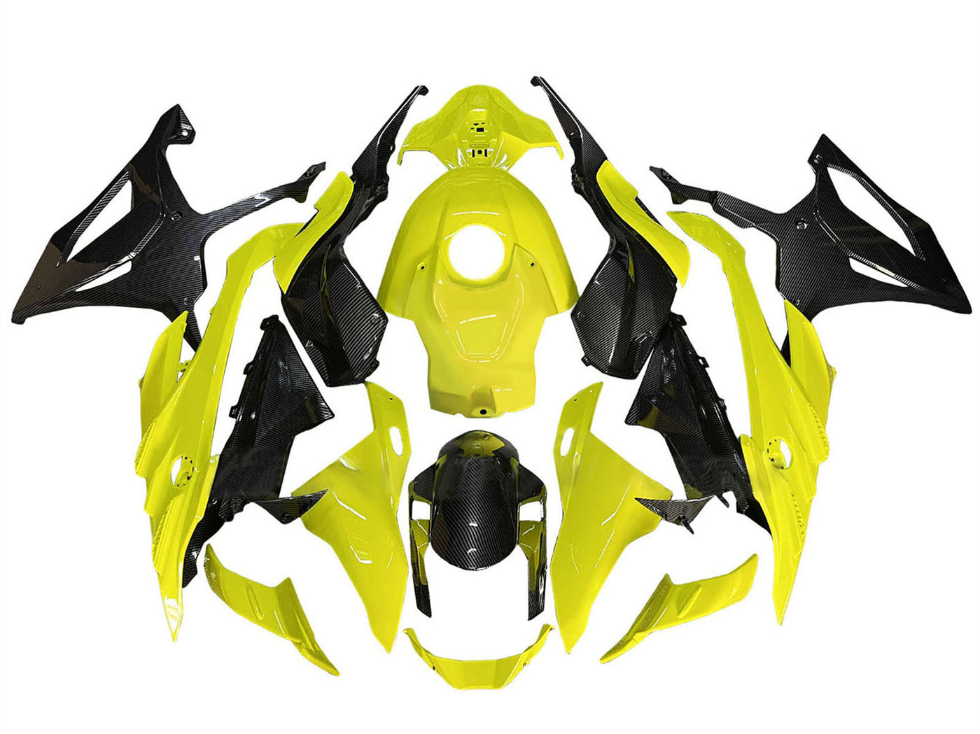 2023-2024 Yellow Black Carbon Fiber BMW S1000RR Fairing Kit