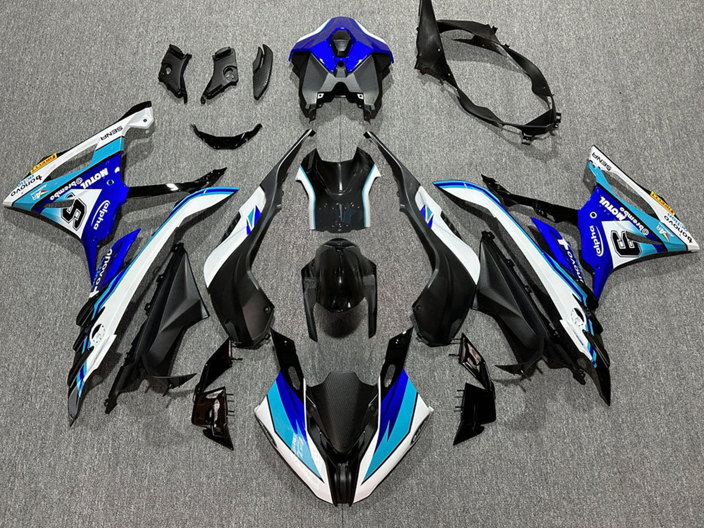 2023-2024 Glossy Black Blue White Motul BMW S1000RR Fairing Kit