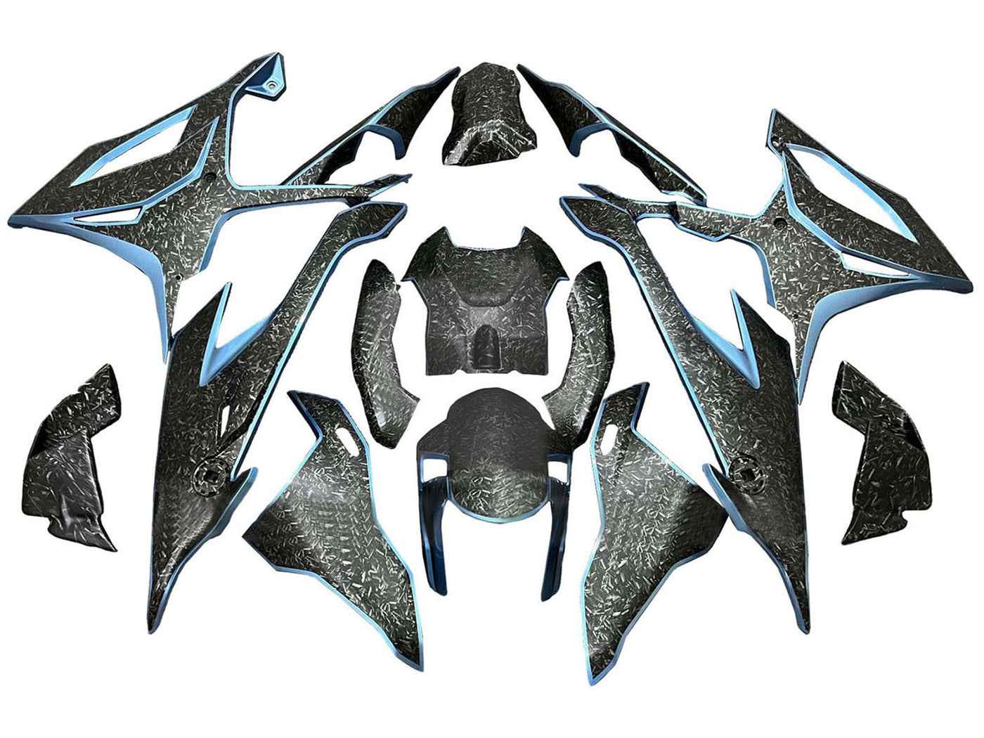 2019-2022 Black Light Blue Forged Carbon Fiber BMW S1000RR Fairing Kit