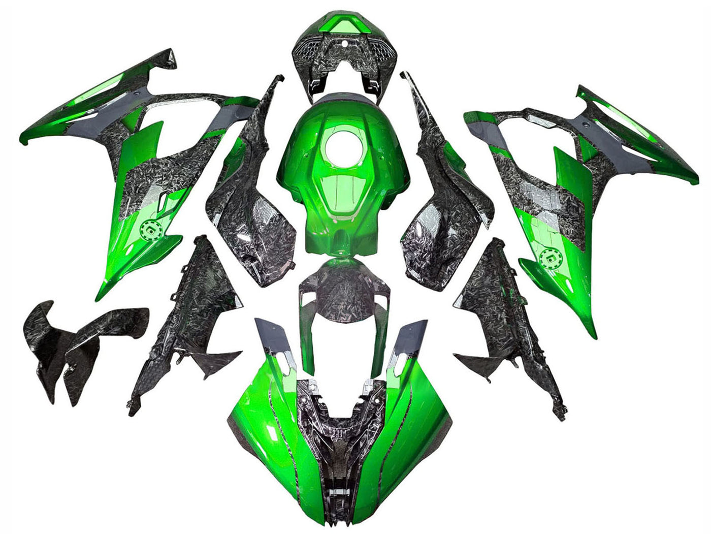 2019-2022 Green Forged Carbon Fiber BMW S1000RR Fairing Kit