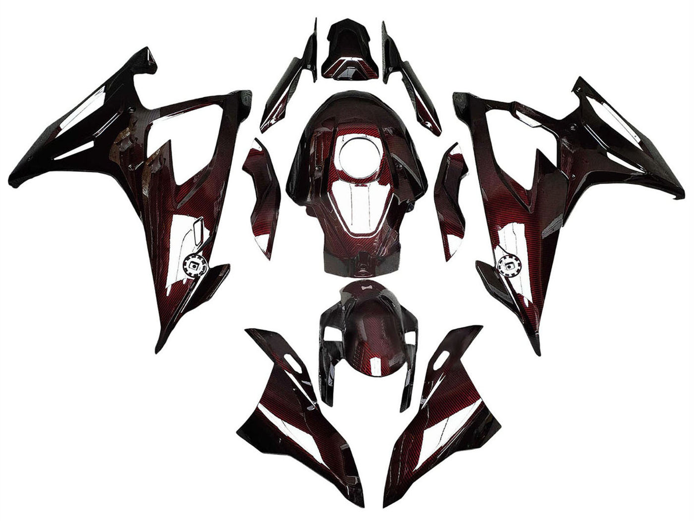 2019-2022 Dark Red Carbon Fiber BMW S1000RR Fairing Kit