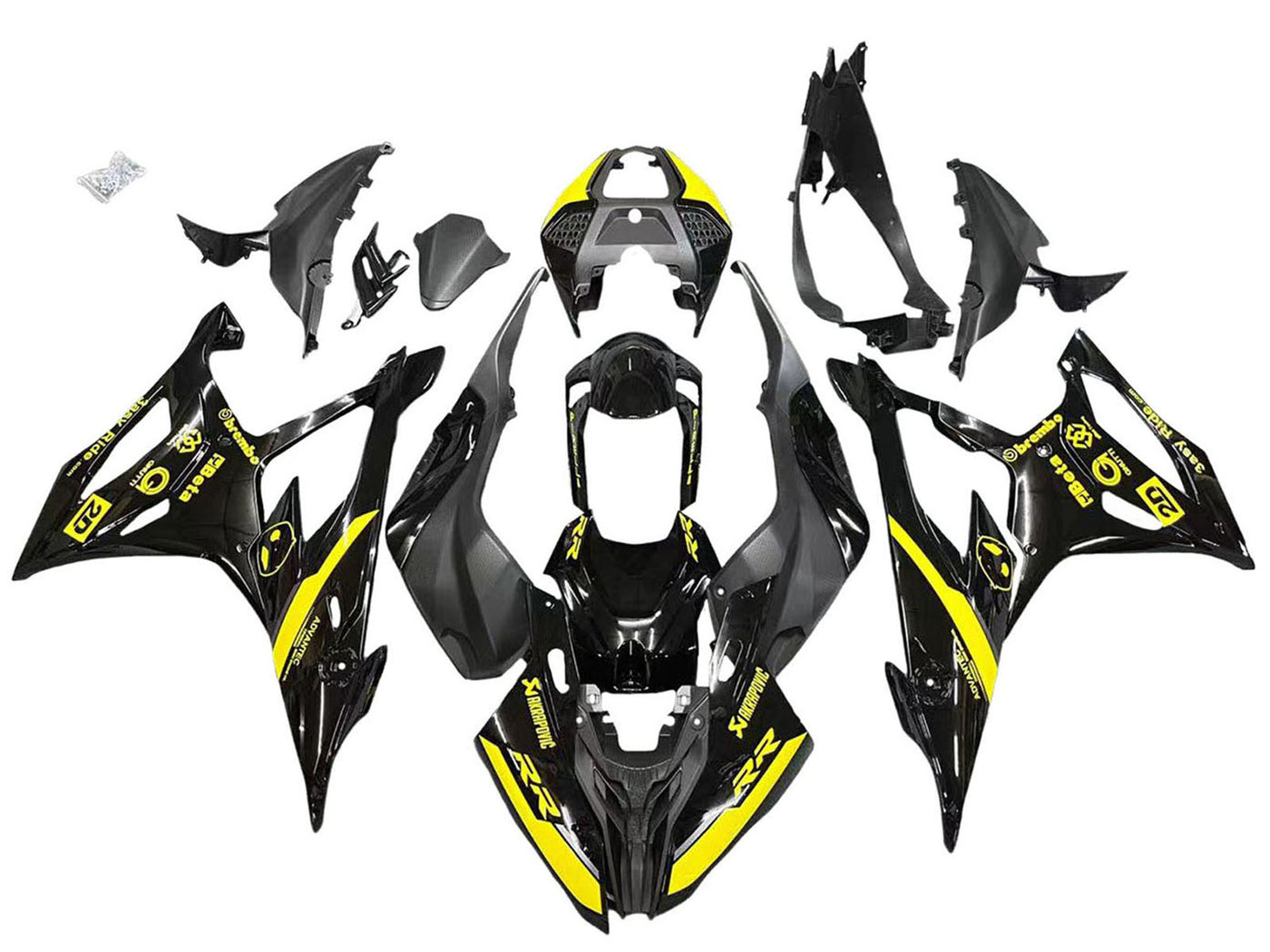 2019-2022 Glossy Black Yellow BMW S1000RR Fairing Kit