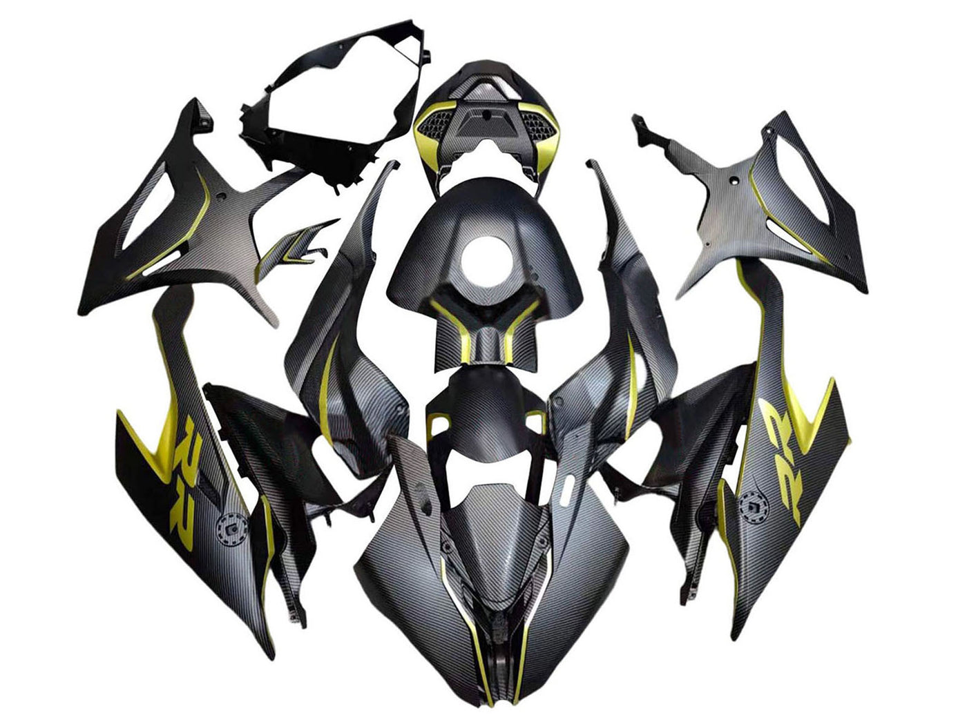 2019-2022 Black Yellow Carbon Fiber BMW S1000RR Fairing Kit