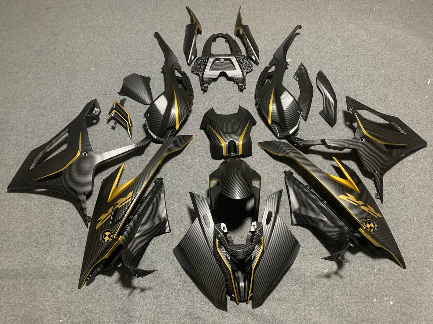 2019-2022 Black Gold Carbon Fiber BMW S1000RR Fairing Kit