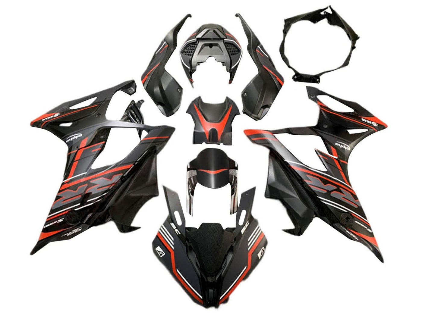 2019-2022 Matte Black Red BMW S1000RR Fairing Kit