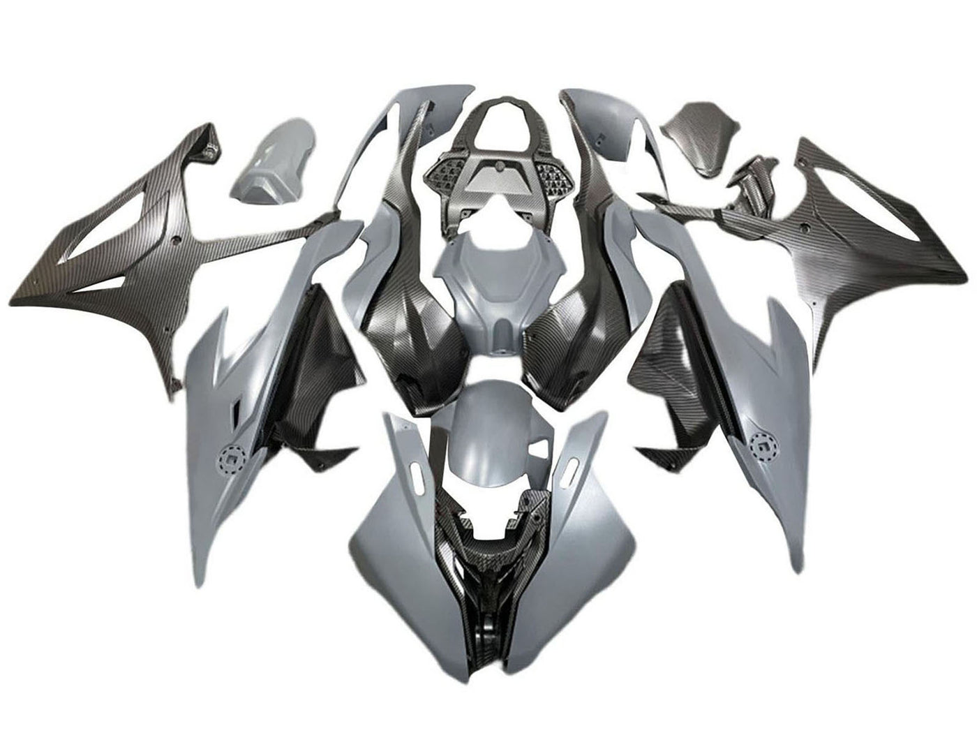 2019-2022 Grey Black Carbon Fiber BMW S1000RR Fairing Kit