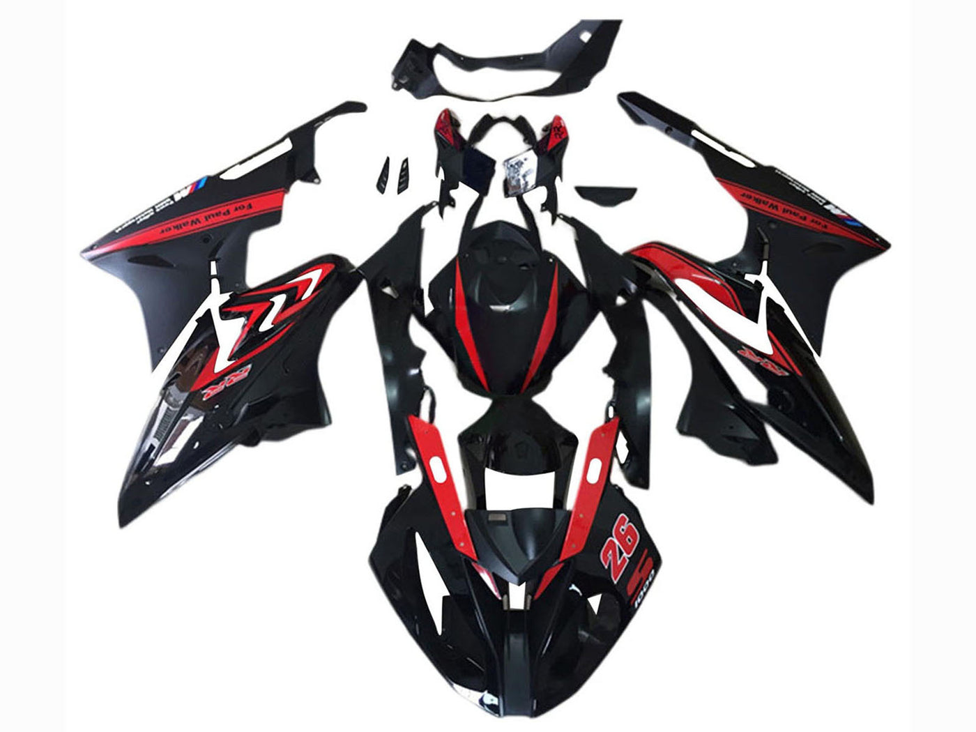 2017-2018 Black Red 26 BMW S1000RR Fairing Kit